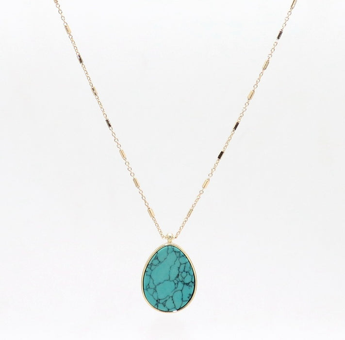 Teardrop Turquoise Necklace for Women – Gold Plated Elegant Pendant