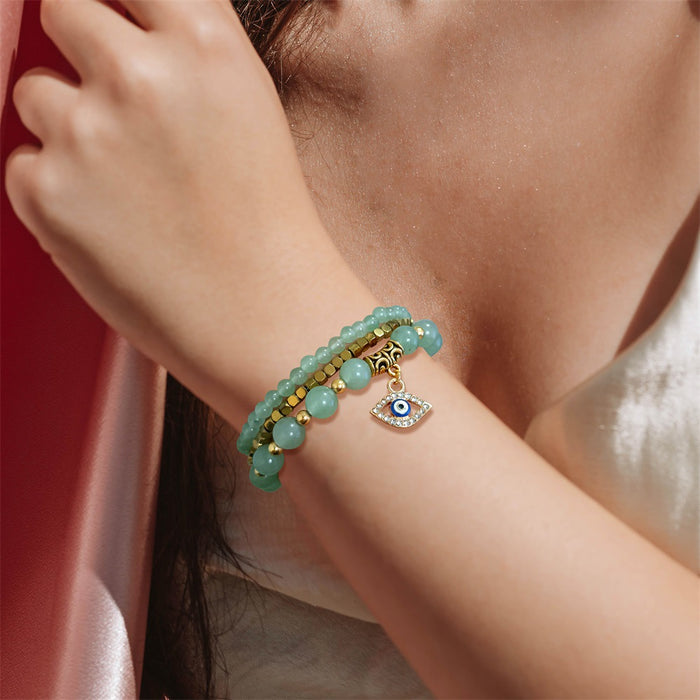 Turquoise Agate Bracelet for Women – Vintage Beaded Boho Jewelry